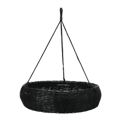 Hand-Woven Hanging Rattan Basket with Jute Rope Hanger - 95% Rattan, 5% Abaca Rope