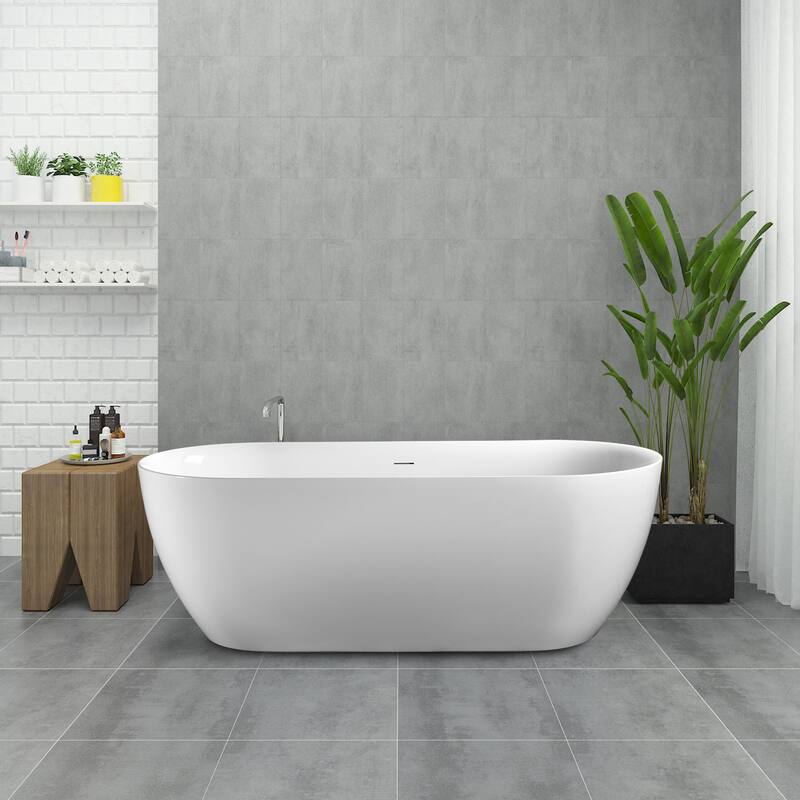 Freestanding Pure Acrylic Sheet Bathtub With Drainage and Overflow - 67 in.L*32 in.W