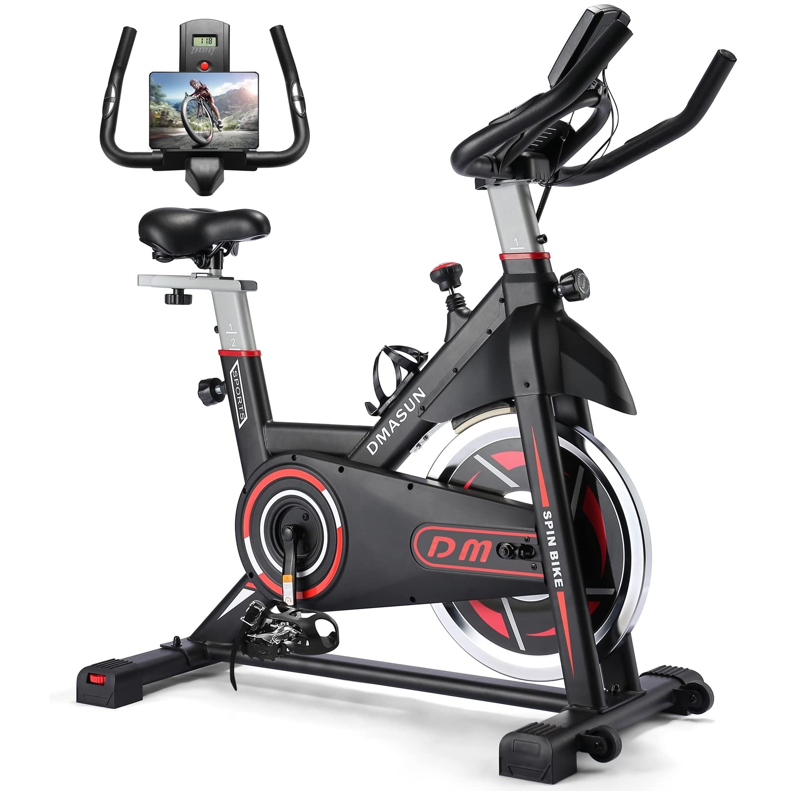 Exercise Bike Plus Magnetic Resistance Brake Pad Stationary Cycling Bike with Seat Cushion Digital Display with Pulse