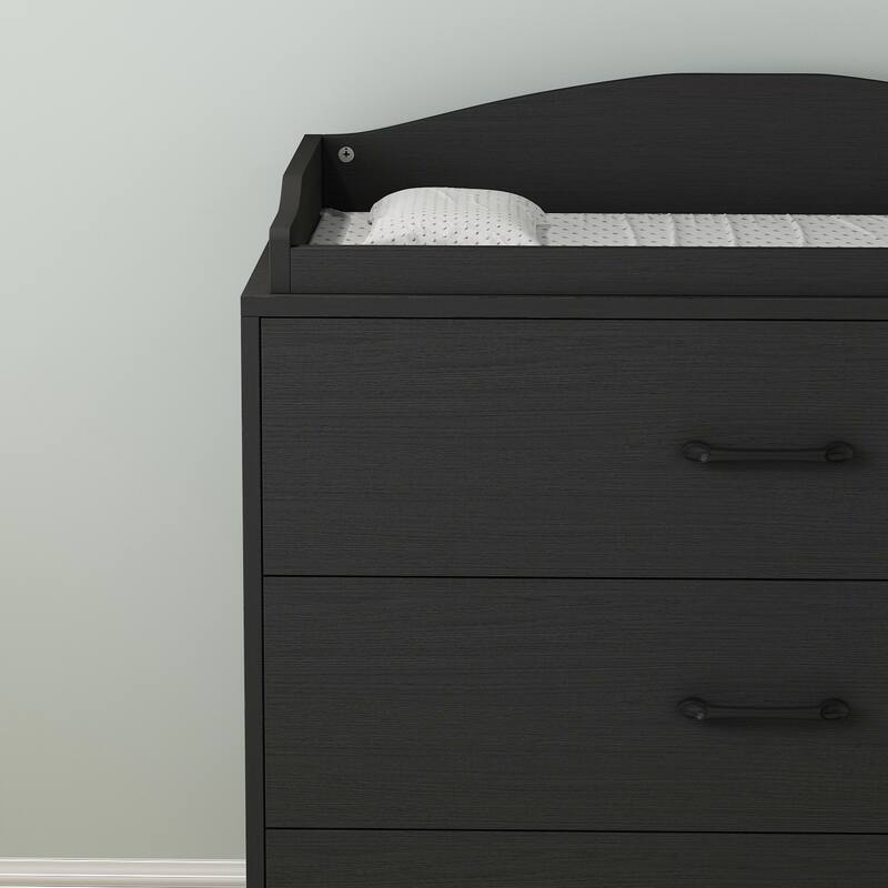 Kerrogee 3-Drawer Dresser with Changing Table - Grey/White/Black