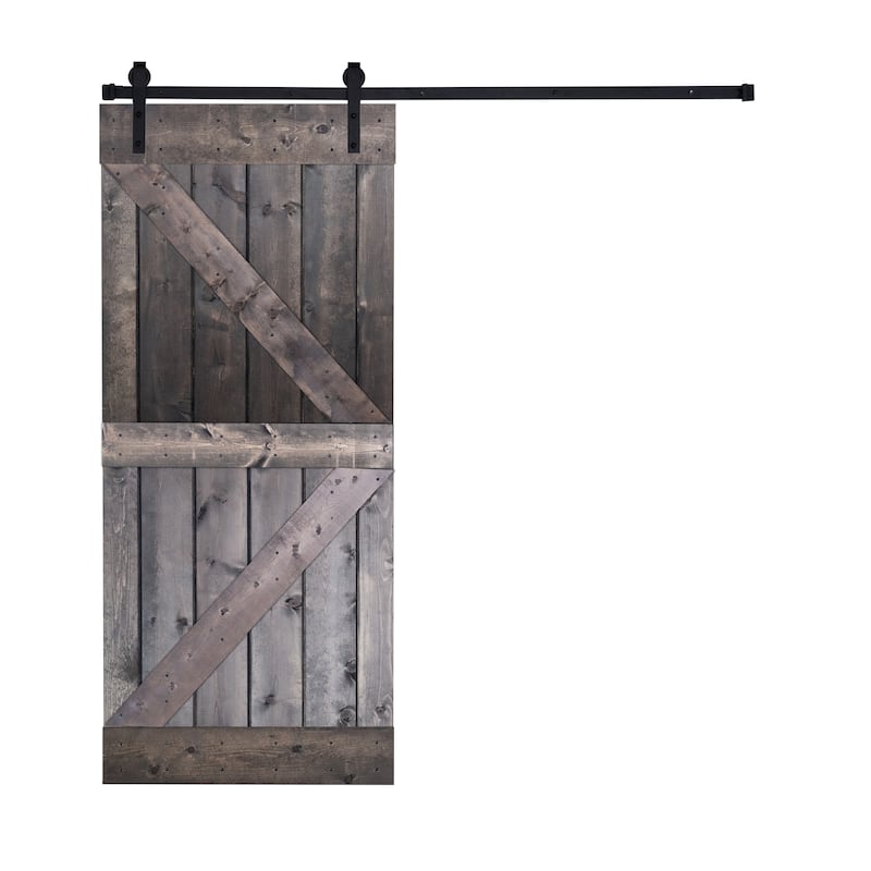 Paneled Wood Barn Door with Installation Hardware Kit - K3 Series - 24" - Espresso