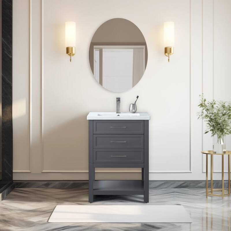 Sudio Design Arlo 24" Single Bathroom Vanity - 24" Single Sink - Dark Gray
