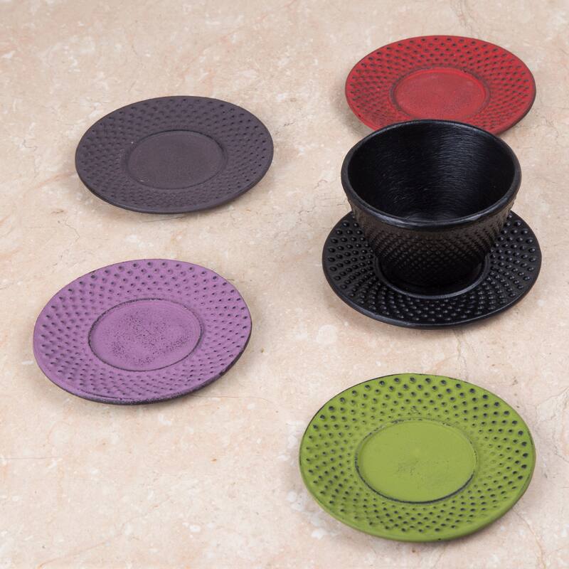 Creative Home Purple Cast Iron 3.75" Round Drink Coaster