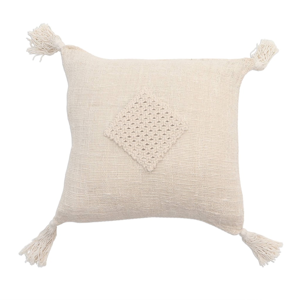Novica Handmade Gathered Attention Woven Cotton Cushion Cover