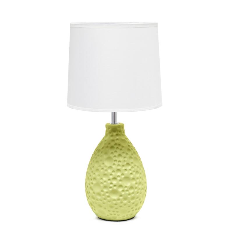 14.17 in. Green Finish Table Lamp with White Shade, Sturdy Table Lamp for Living Rooms and Bedrooms