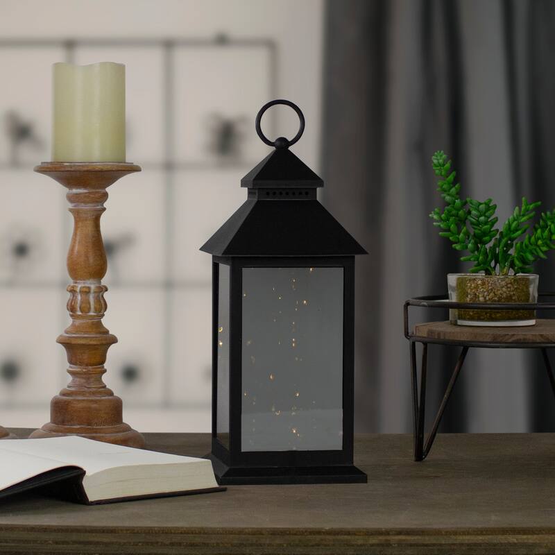 LED Lighted Flickering Candle Lantern - 12" - Black - Warm White Light