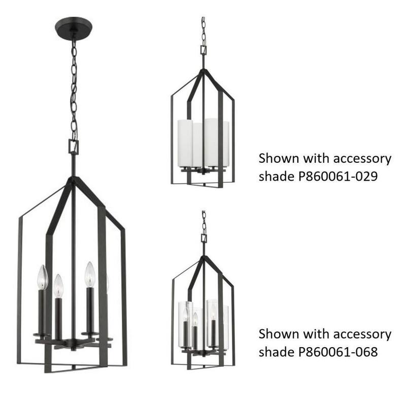 Vertex Collection Four-Light Matte Black Contemporary Foyer Light - 15 in x 15 in x 28 in