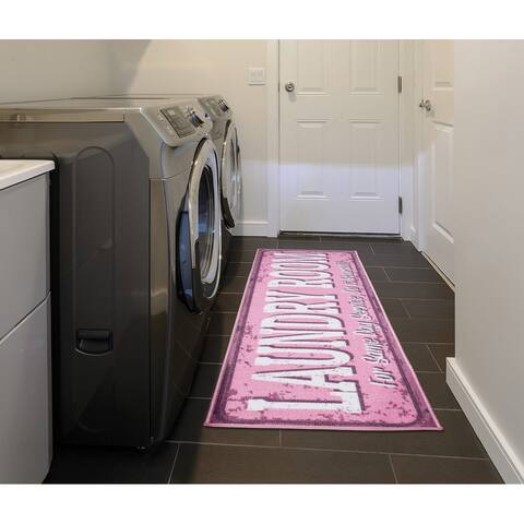 Ottomanson Washtown Collection Rubber Back Laundry Runner Rug