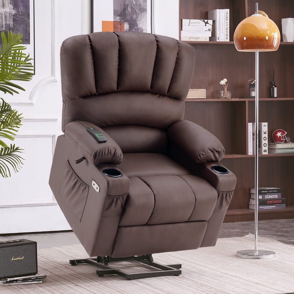MCombo Power Lift Recliner Chair, Massage and Heat for Elderly, Extended Footrest,Cup Holders, USB Ports 7095