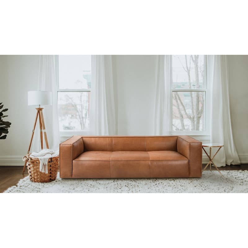 UR livingroom Full Aniline Leather Sofa Modern Genuine Leather Sofa Couch for Living Room - 100"W x 43"D x 26.25"H