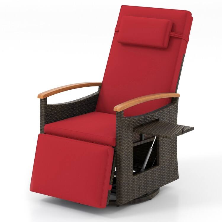 Patio Rattan 360° Swivel Recliner Chair with Adjustable Backrest and Footrest - 31”-54” x 32.5” x 41.5”-31” (L x W x H)