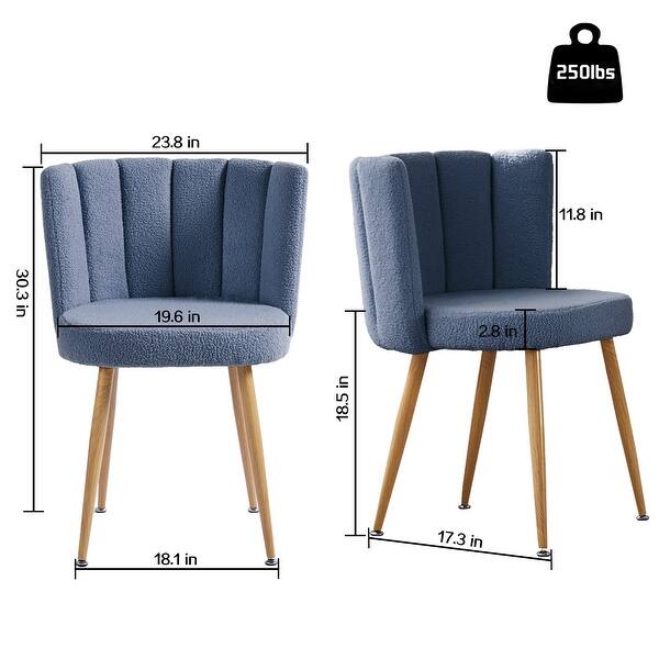 dimension image slide 0 of 2, Modern dining chair(set of 2 ) with iron tube golden color legs, velvet and comfortable backrest