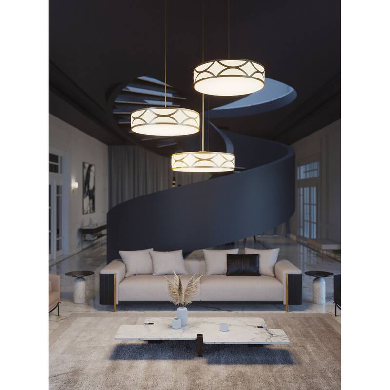 AFX Lake 3-Light LED Pendant - Gold - 16-Inch