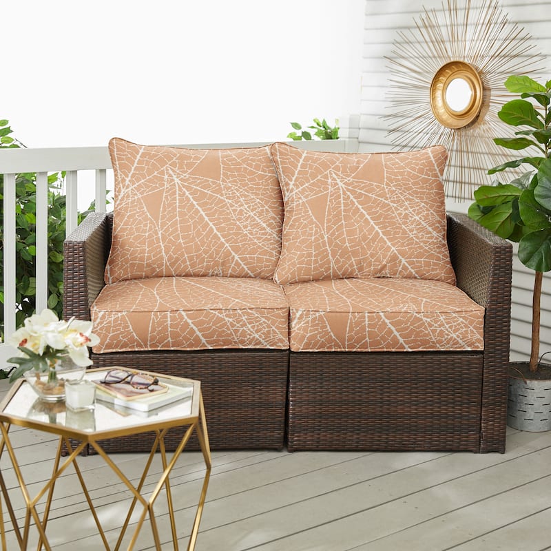 Sorra Home Outdura Laurel Sorbet Indoor/Outdoor Deep Seating Loveseat Pillow and Cushion Set - 23.5 in x 23 in x 5 in - Laurel Sorbet