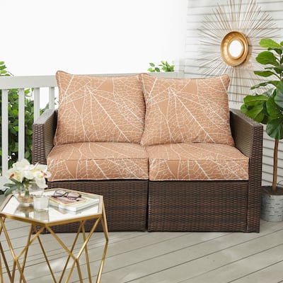 Sorra Home Outdura Laurel Sorbet Indoor/Outdoor Deep Seating Loveseat Pillow and Cushion Set