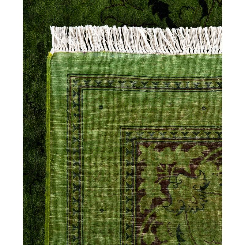 Overdyed One-of-a-Kind Hand-Knotted Area Rug - Green - 9' 4" x 12' 2"