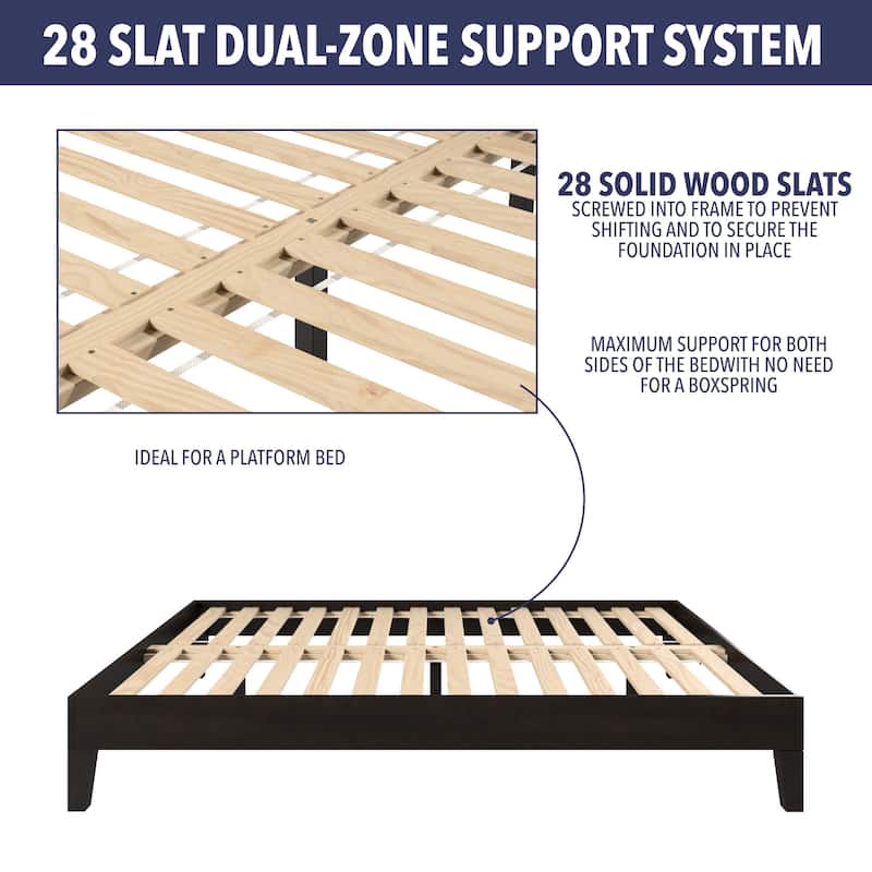 Solid Wood Platform Bed with Storage and Dual-Zone Support