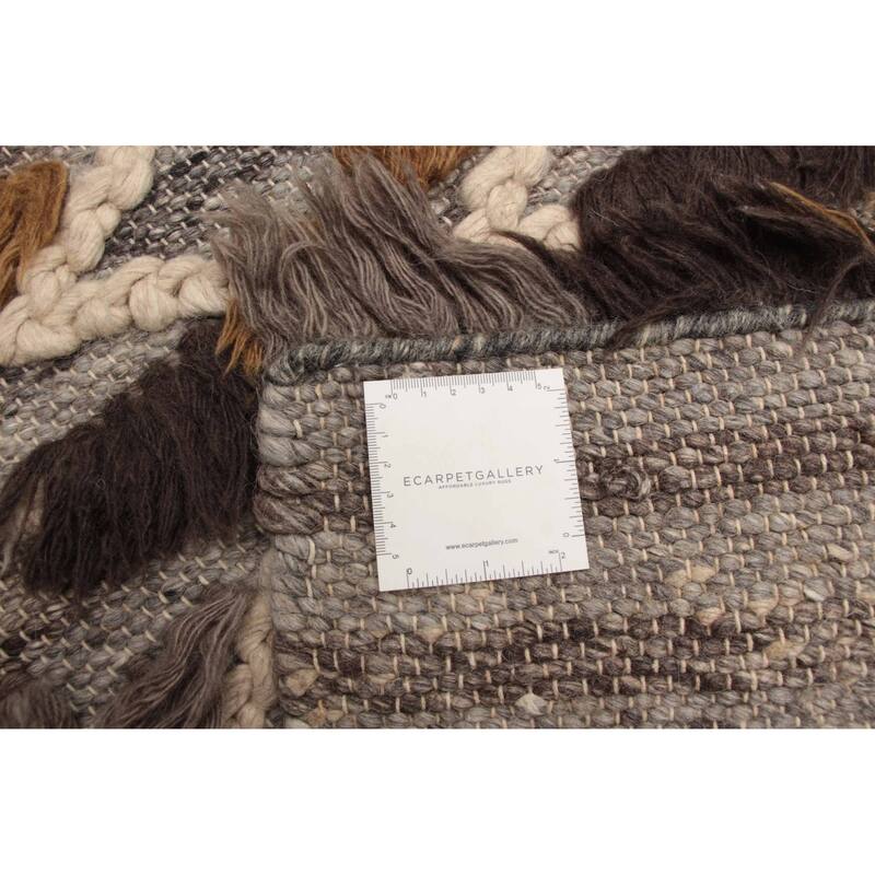 ECARPETGALLERY Braid weave Sienna Grey Wool Rug - 5'7 x 7'3