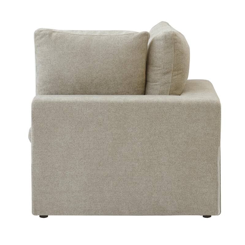 Modern Down Filled Modular 4 Piece Sectional Sofa L-shape Linen Upholstered Couch with Storage Ottoman