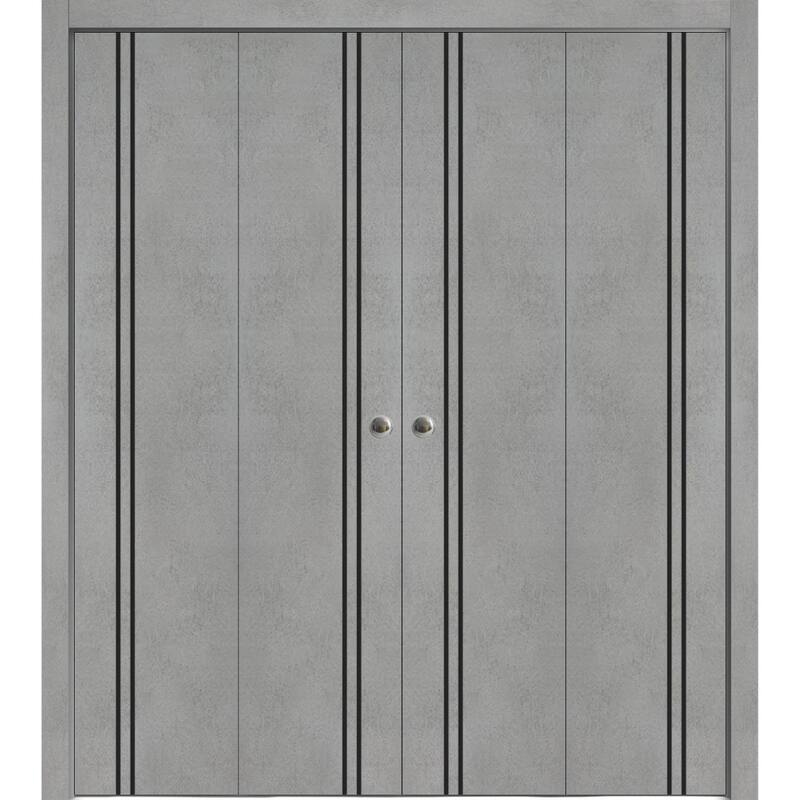 Bi-fold Doors 56 x 80 Planum 0016 Concrete with Sturdy Tracks - 72" x 84" (4* 18x84)
