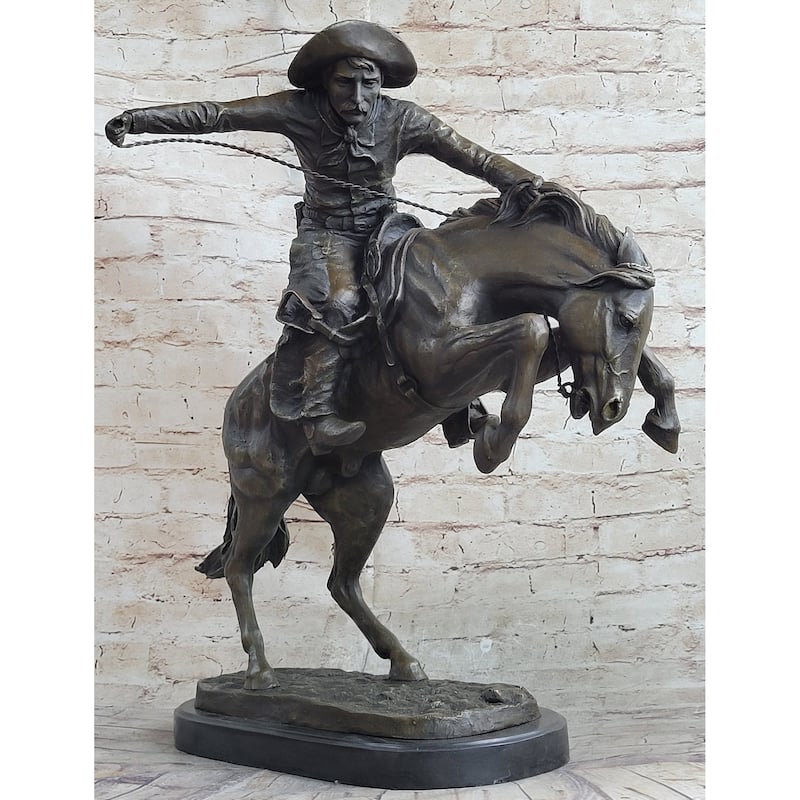 Frederic Remington Bronco Buster Bucking Horse Western Americana Bronze Statue