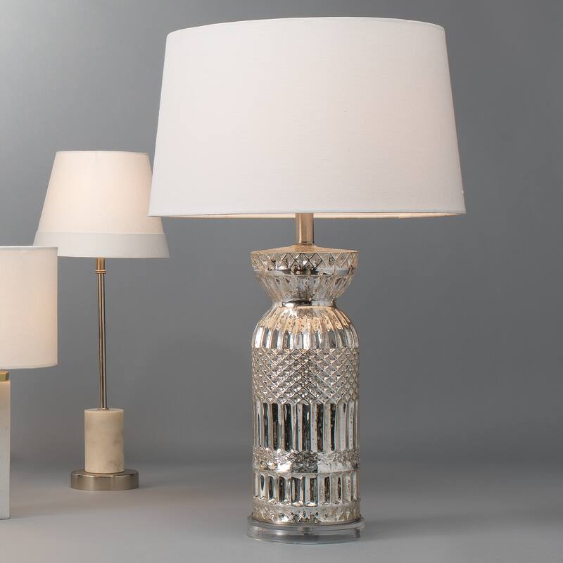 Alden Décor Ollie Mercury Glass Table Lamp, Silver