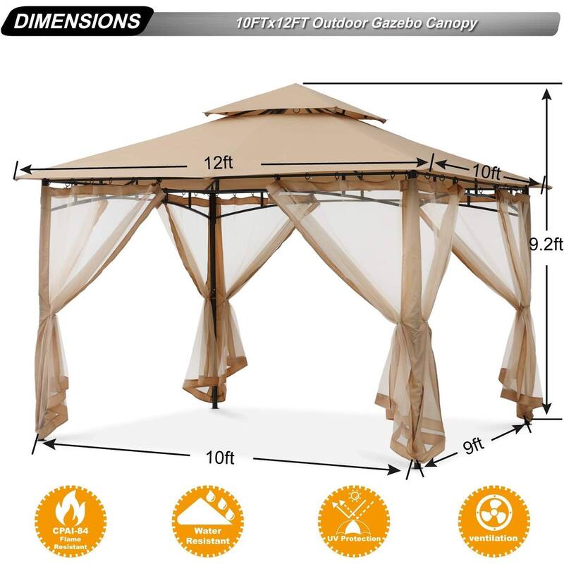 ABCCANOPY Patio Outdoor Gazebo for Double Roof Soft Canopy