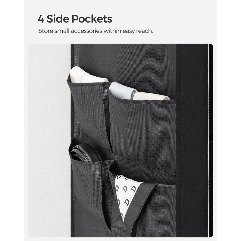 Multi-Section Fabric Closet Organizer with Sturdy Steel Tubes and 4 Convenient Storage Pockets
