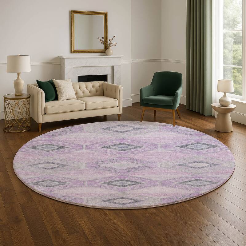 Premium Washable Super Soft Modern Global Mayfield Rug - Lavender - 8' x 8'