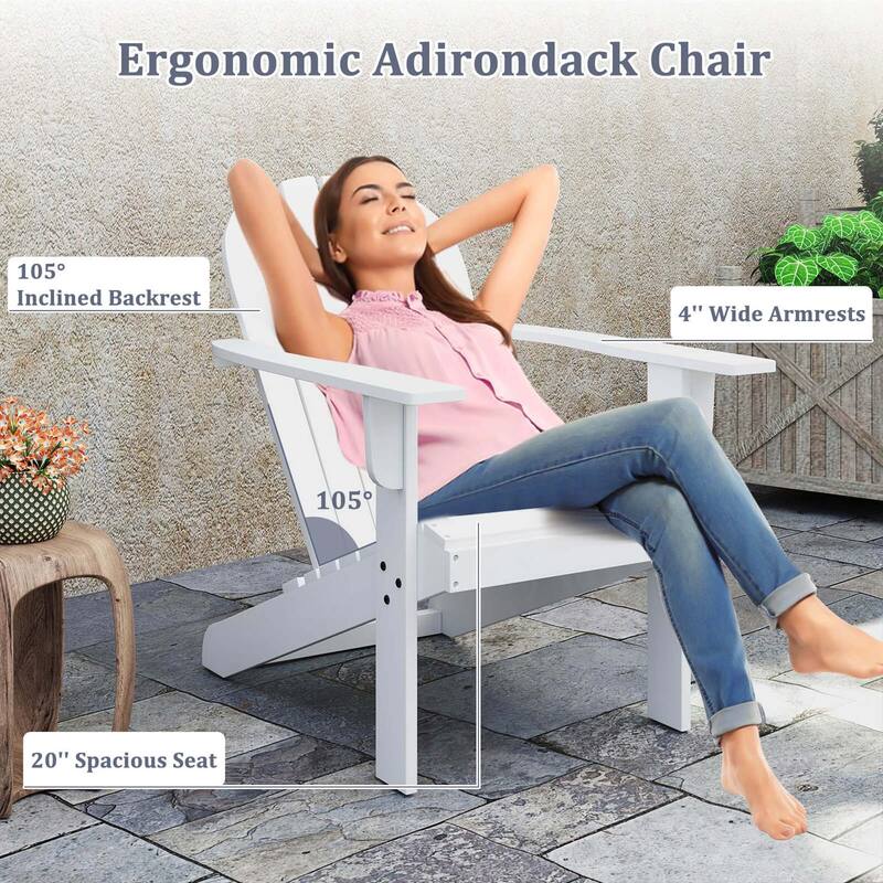 Gymax 2PCS Patio Adirondack Chair w/ Inclined Seat High Backrest &