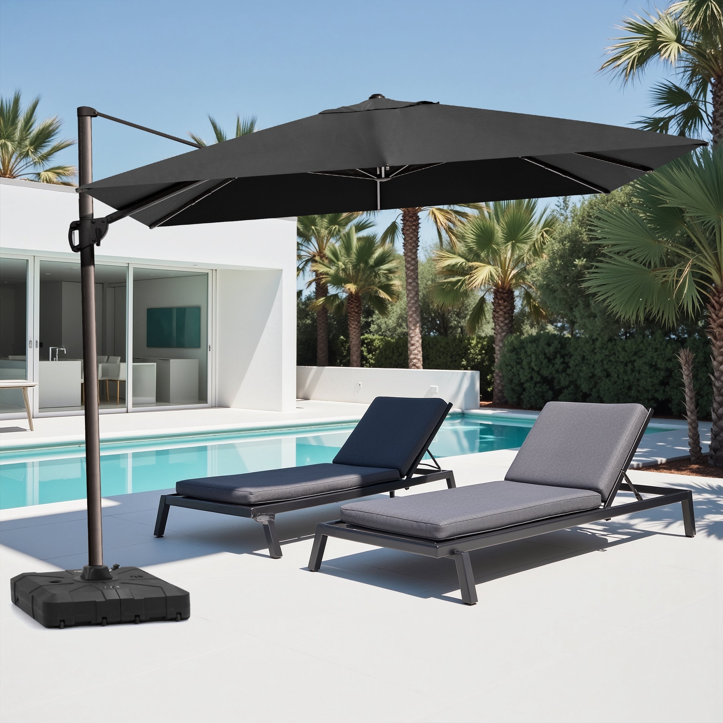 9 FT x 11.5 FT Outdoor Patio Cantilever-Offset Umbrella with Weighted Base