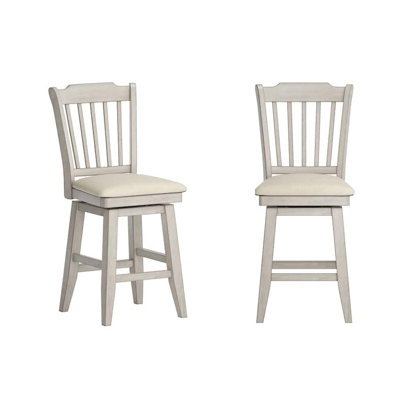 Ronda Slat Back Wood Swivel Chair - Antique White - Counter Height