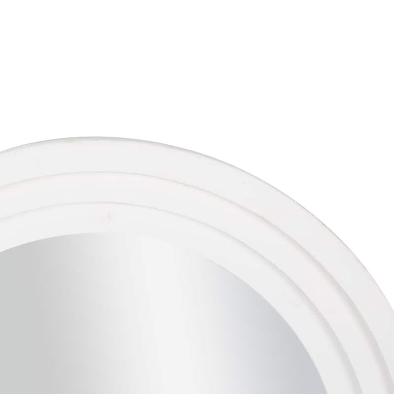 White Wooden Oval Room Wall Mirror with Layered Frame