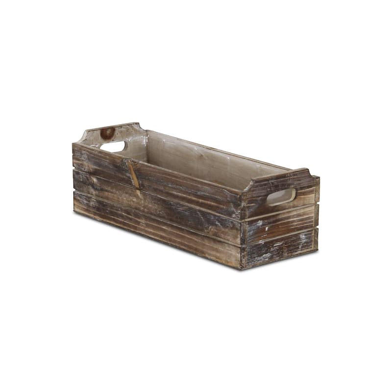 HomeRoots Brown Wood 200 Ounce Rectangular Distressed Planter Box - 14.25 in. x 4.50 in. x 5.25 in.