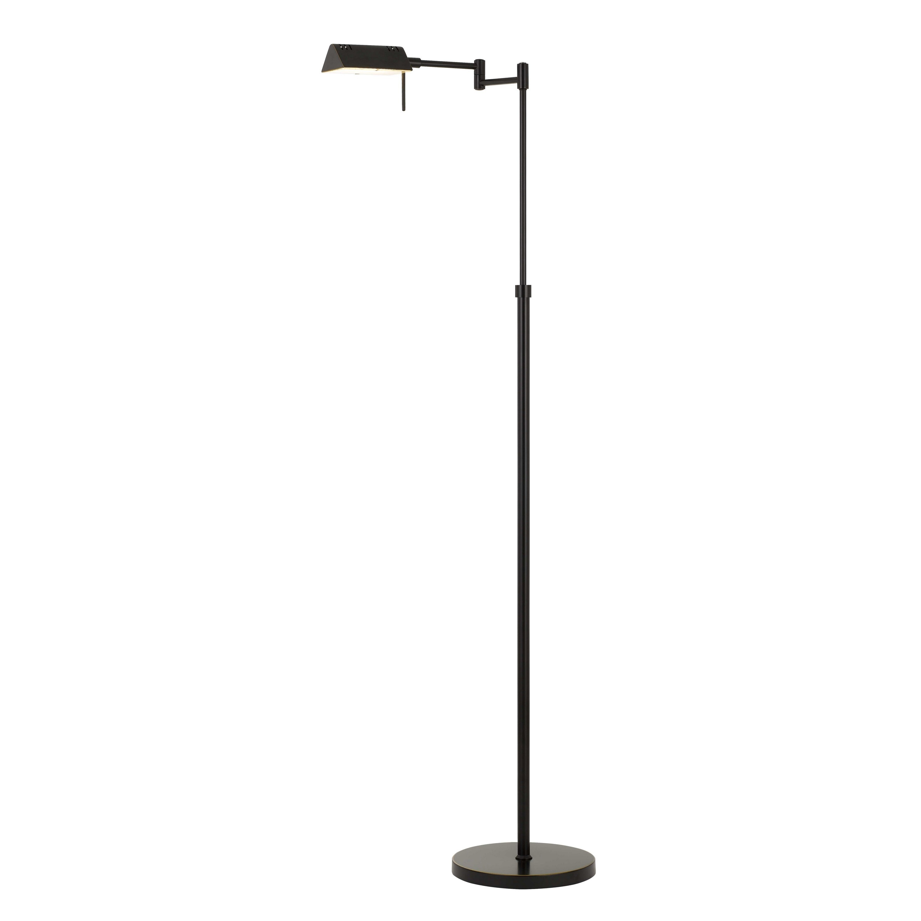 10W LED Adjustable Metal Floor Lamp with Swing Arm, Black - Overstock -  31684793