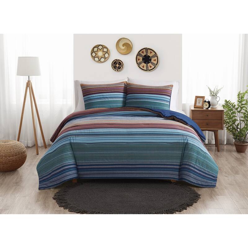 Brooklyn Loom Met Stripe Yarn Dye 3 Piece Comforter Set - Full - Queen