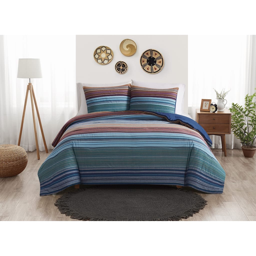Brooklyn Loom Met Stripe Yarn Dye 3 Piece Comforter Set