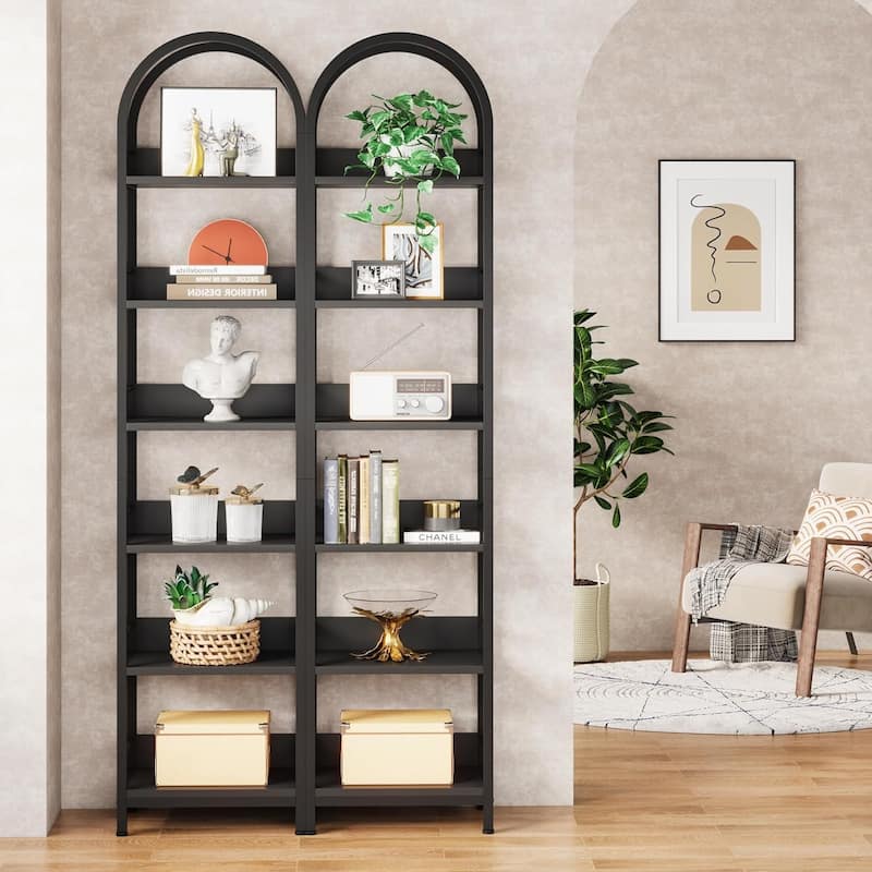 6 Tiers 78.7" Tall Narrow Arched Open Bookshelf