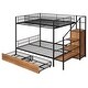 preview thumbnail 4 of 10, Black Twin over Full Size Metal Bunk Bed with Drawer and Lateral Storage Ladder and Wardrobe