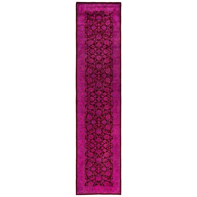 Overdyed One-of-a-Kind Hand-Knotted Area Rug - Pink - 2' 7" x 11' 3"