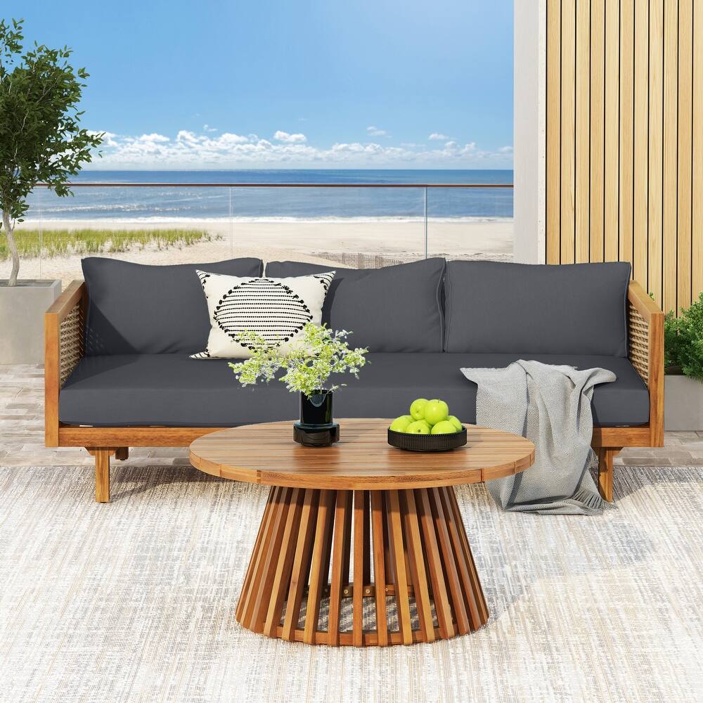 Christopher Knight Home - Zika Outdoor Acacia Wood Coffee Table and Daybed Set