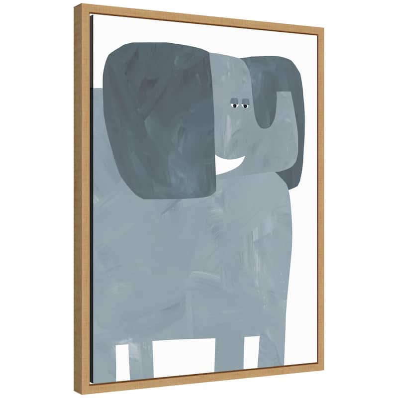 Kate and Laurel Mr Elephant by Alicia Abla Framed Canvas Wall Art Print - 18x24 - Natural