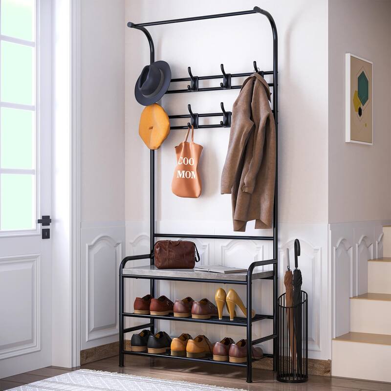Coat Bench Hall Tree Shoe Rack for Entryway