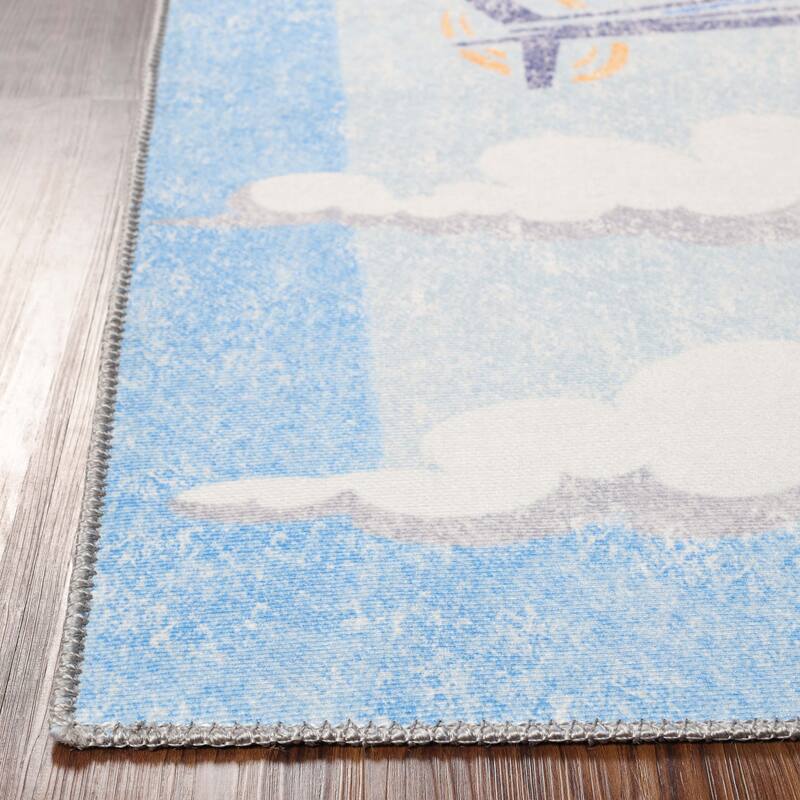 Superior World Traveler Helicopter Polyester Indoor Kids' Area Rug
