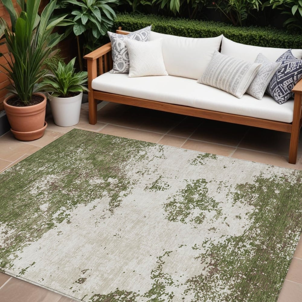 HomeRoots Abstract Transitional Rectangle Outdoor Rug