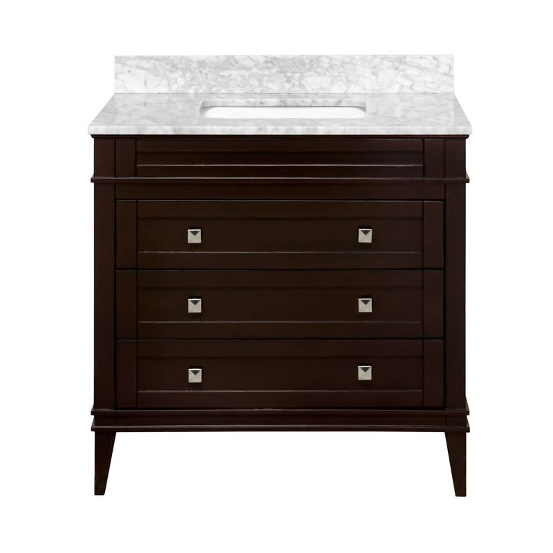 KitchenBathCollection Eleanor 30" Bathroom Vanity with Carrara Marble Top