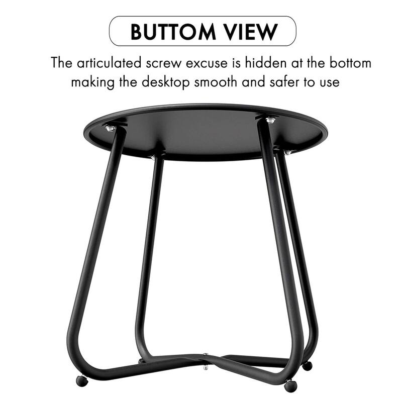 Patio Side Tables for Outside, Small End Table Accent Table Metal Round for Deck Garden Porch Balcony Yard Lawn