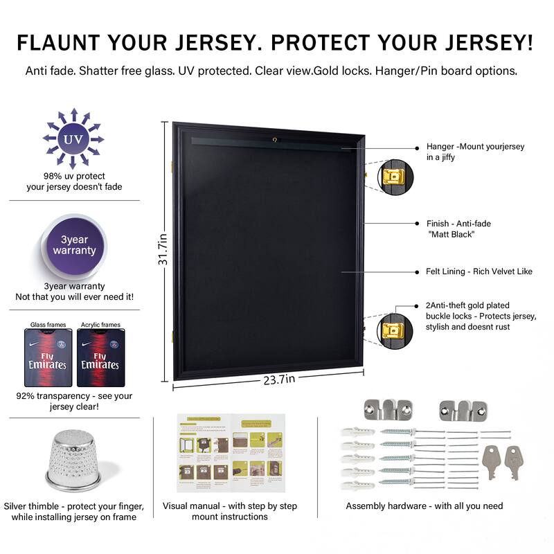 Shirt Display Frame With UV Resistant Acrylic and Hanger Black / Brown