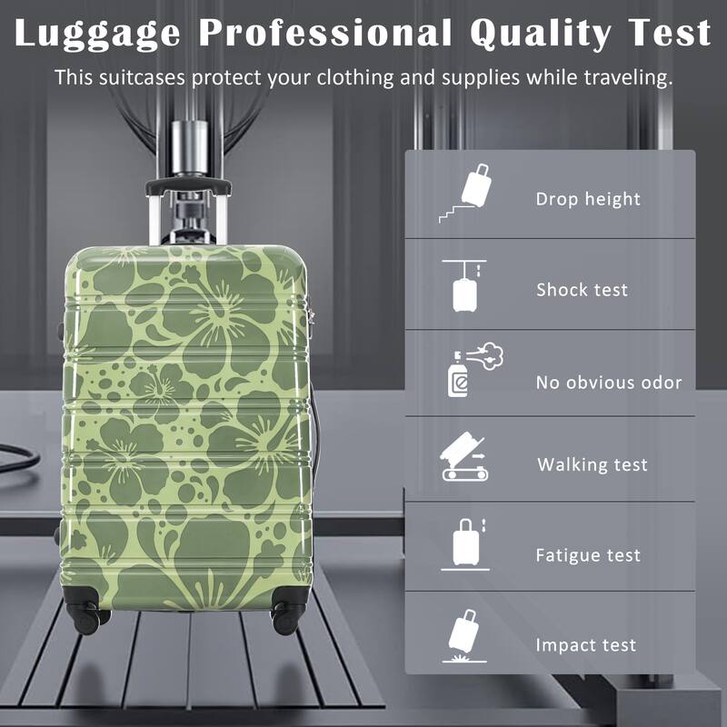 3-Piece, Modern Luggage Sets, Lightweight Luggage with Silicone Handles and Combination Lock, for Boarding Travel, Green