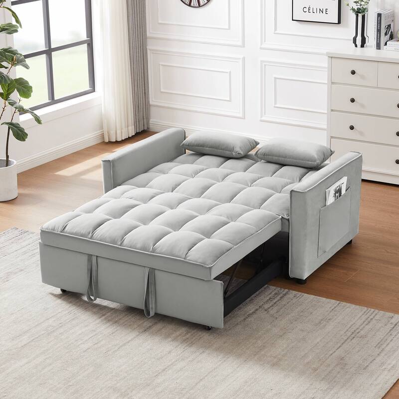 Modern Velvet 3-in-1 Convertible Sofa Bed